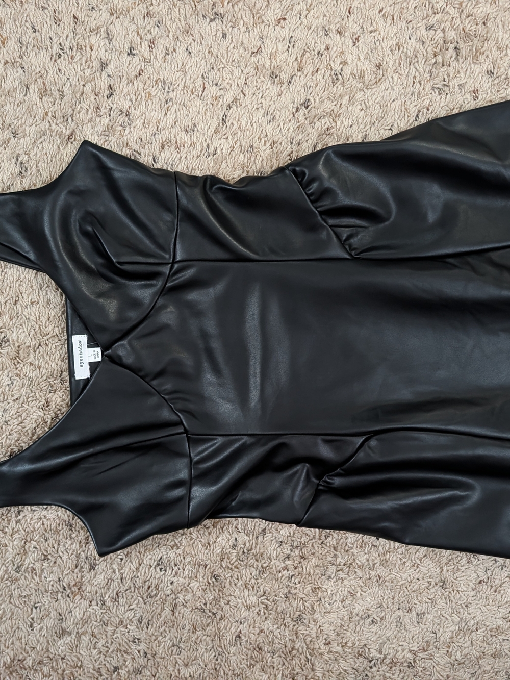 Eyeshadow Black Faux Leather Slip Dress
